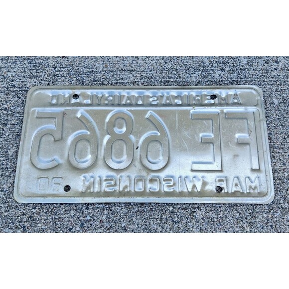 Vintage 1988 Wisconsin Dairyland License Plate March Yellow # FE 6865-Collector - Picture 2 of 2